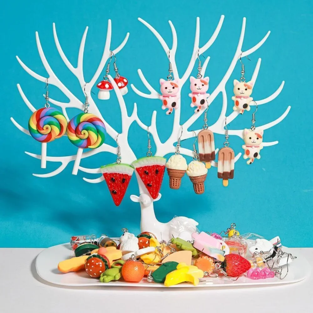 Whimsical 30-Pair Earring Set for Women - Cute Animal, Food & Aesthetic Styles - Picture 6 of 6